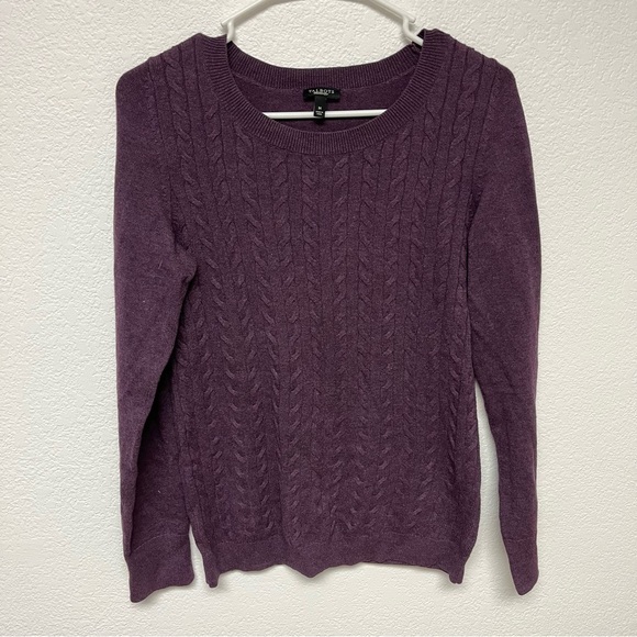 Talbots Sweater Womens Medium Purple Wool Blend Cable Knit Long Sleeve Casual - Picture 1 of 4